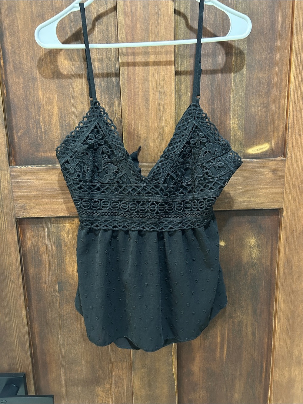 Black Lace-Trim Spaghetti Strap Women's Top